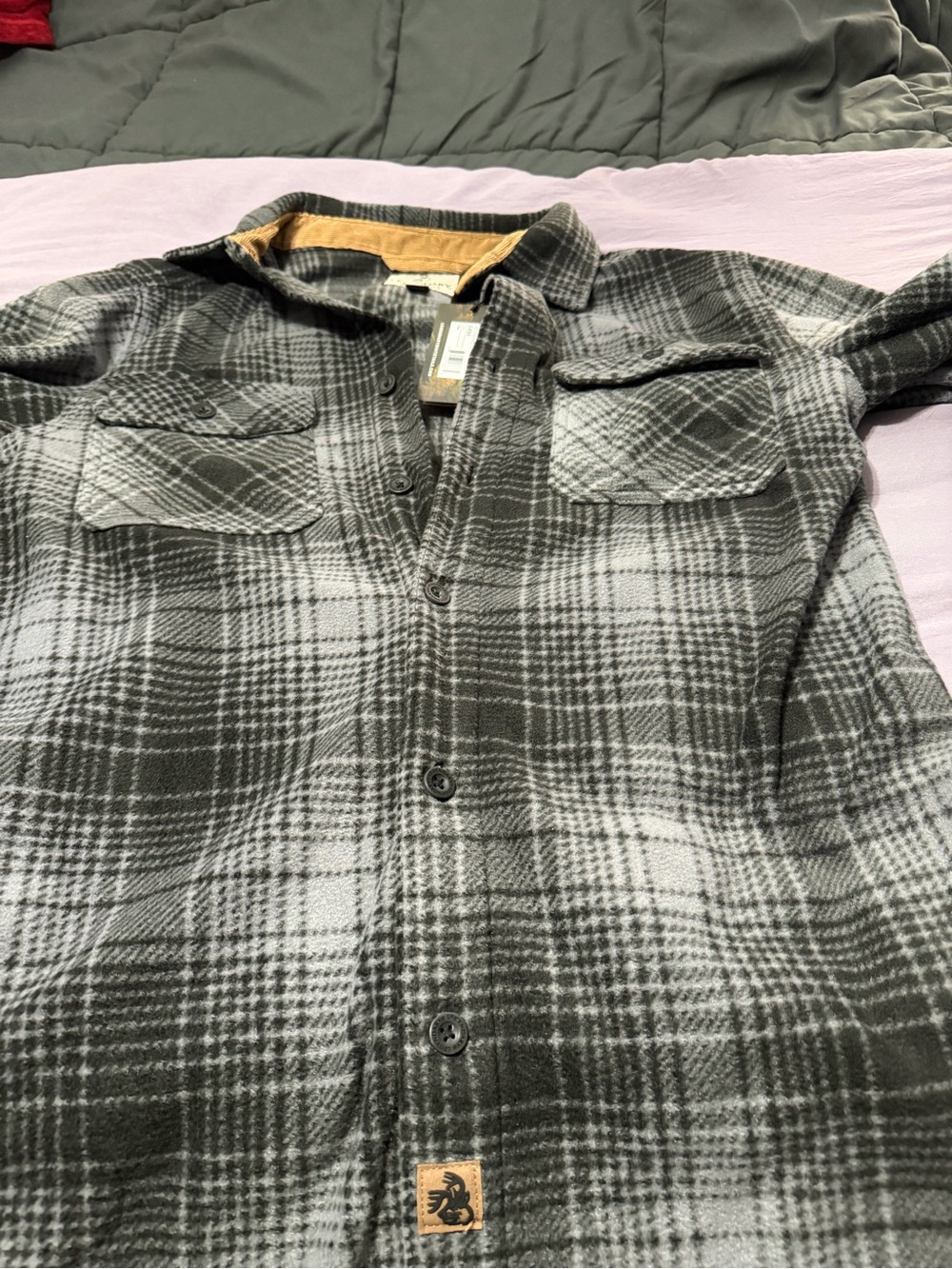 Men's Grey Plaid Flannel Shirt Jacket - Legendary Whitetails